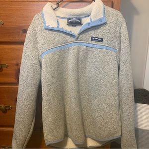 Lauren James sweater pullover, gray with blue trim